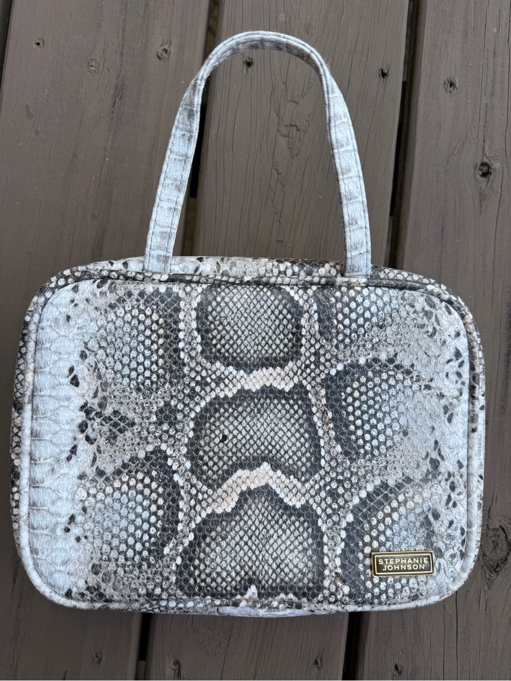 Stephanie Johnson Gray Snake-Print Tote Bag